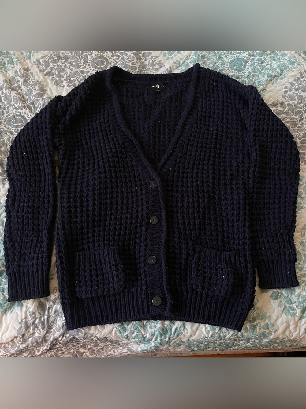 Dream Catcher Women’s Navy Chunky Knit Cardigan Button Up Sweater Medium
